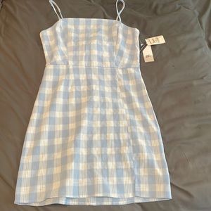 Blue and white plaid dress